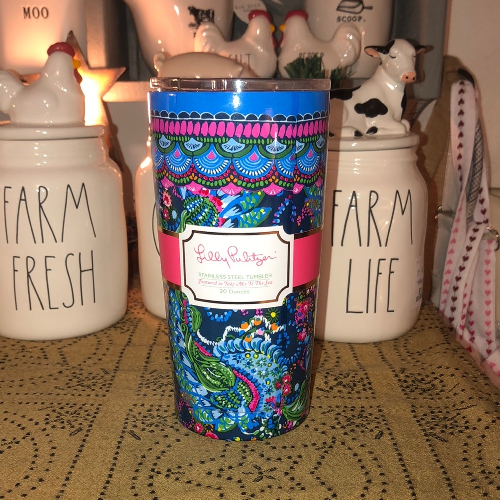 Lilly Pulitzer Stainless Steel Tumbler Featured in Take Me To The Sea 20 Ounc…